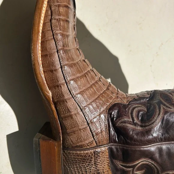 Brown Lucchese Leather Cowboy Boots - Picture 4 of 9